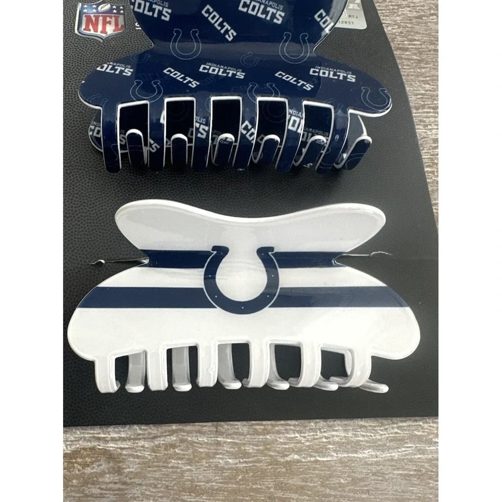 NEW Indianapolis Colts Claw Clips NFL Football Logo Hair Accessories Set Of 2